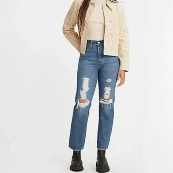 Levi's Denim - Levi's Premium Wedgie Straight Leg Jeans Distressed High Rise 100% Cotton 27